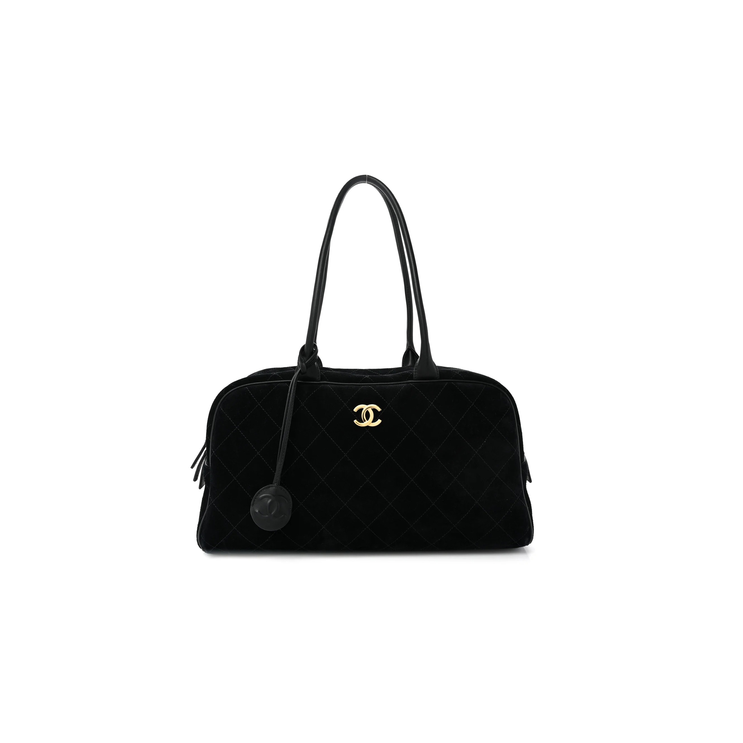 CHANEL MASTER SUEDE CALFSKIN LARGE PERFECT BOWLING BAG BLACK AS62110 (35.5*19*12.5cm)